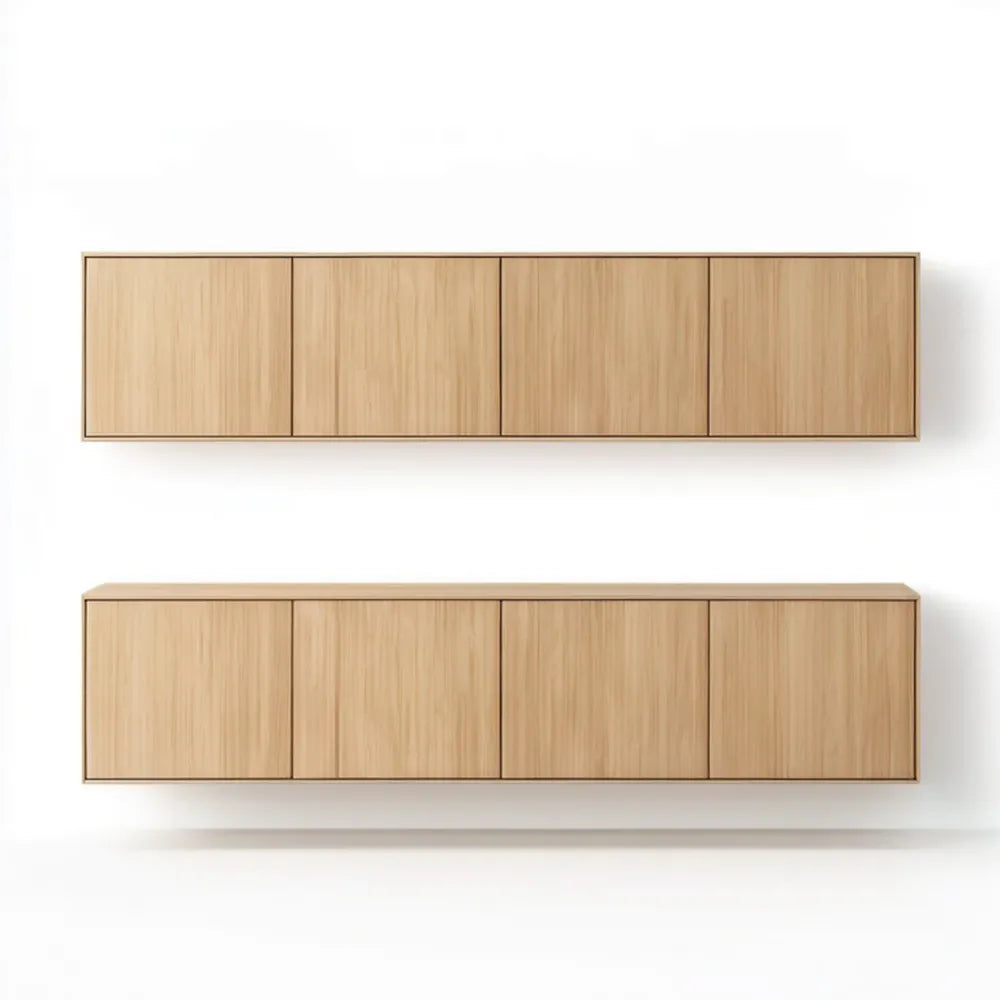 Wisząca szafka RTV z MDF z fornirem z naturalnego dębu, 160 x 40 x 45 cm