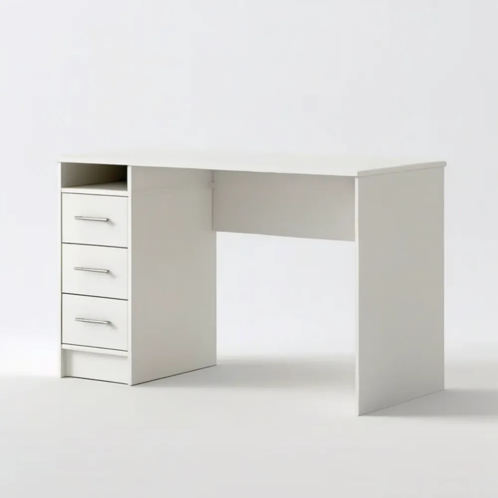 Białe biurko prostokątne z 3 szufladami, 120 x 60 x 75 cm