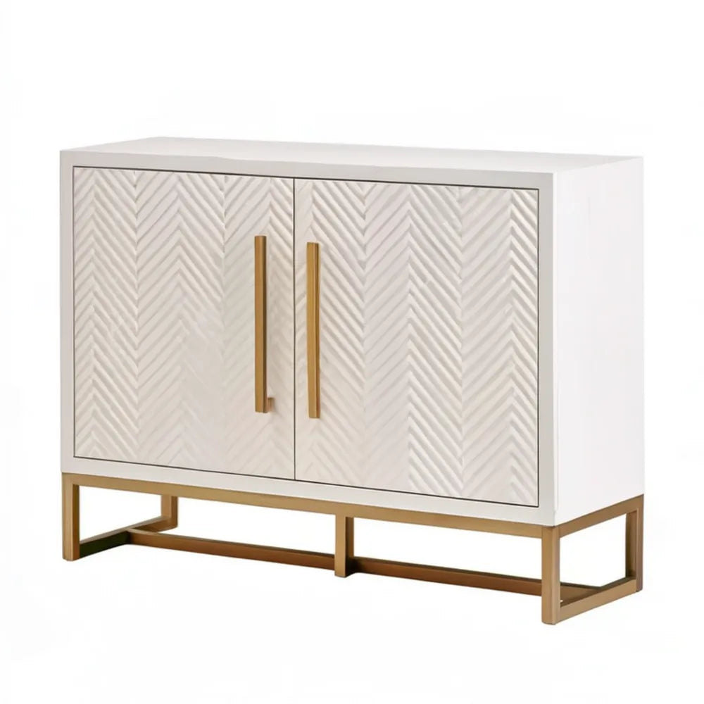 Biała komoda MDF ze złotym stelażem, 100 x 40 x 85 cm