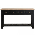 Drewniana konsola czarna z naturalnym blatem 120 x 40 x 85 cm